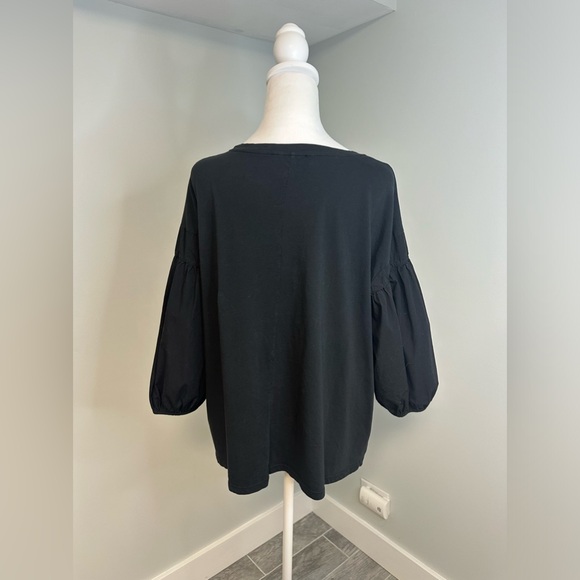 Amici by Baci Cotton Black Puff Ballon Sleeve Made in Italy Top Women’s - Picture 6 of 14